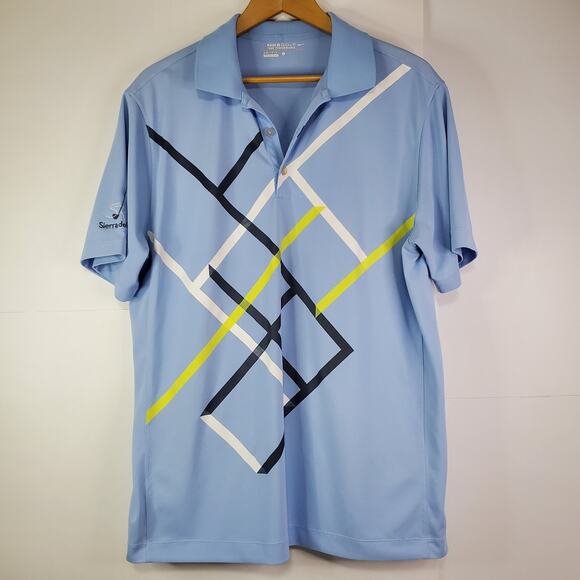 Nike Golf Tour Performance Mens L Large Dri-Fit Shirt Polo Blue White Geometric - Picture 1 of 11